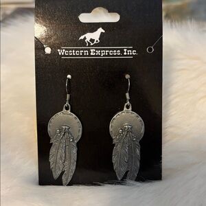 Western Express Silver Feather Earrings